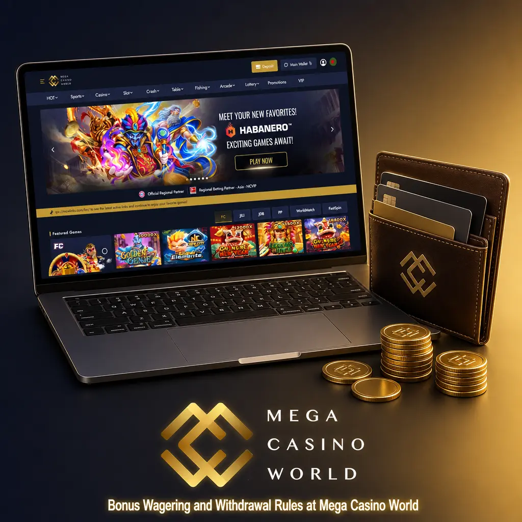 Bonus wagering and withdrawal rules at Mega Casino World
