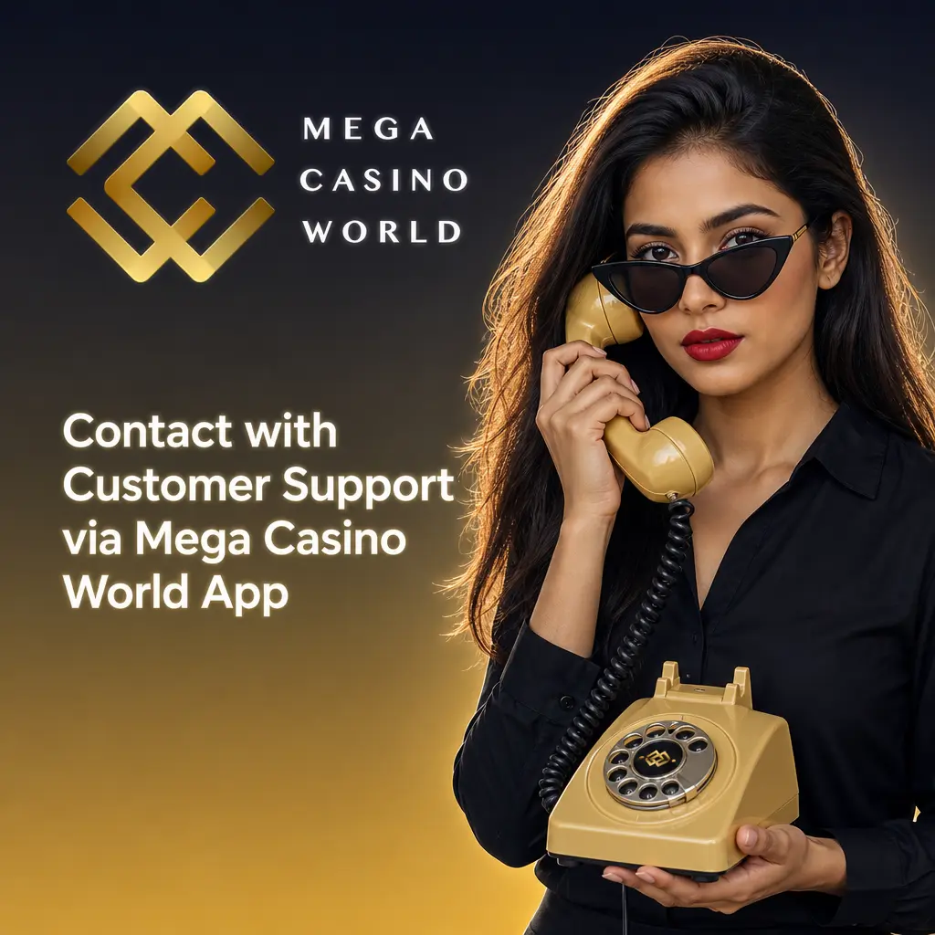 Customer support agent assisting a player inside the Mega Casino World app