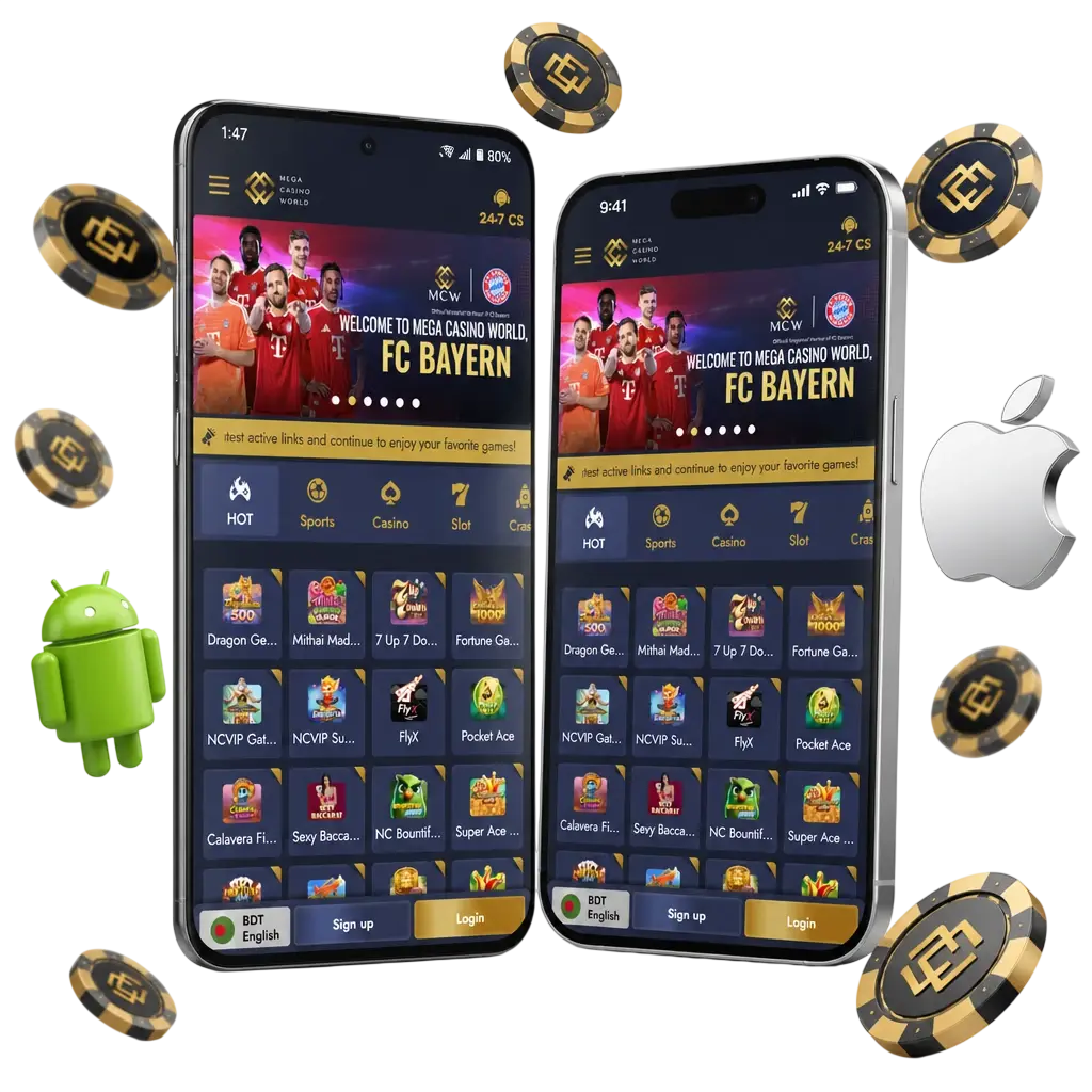 Mega Casino World app for Android and iOS in Bangladesh