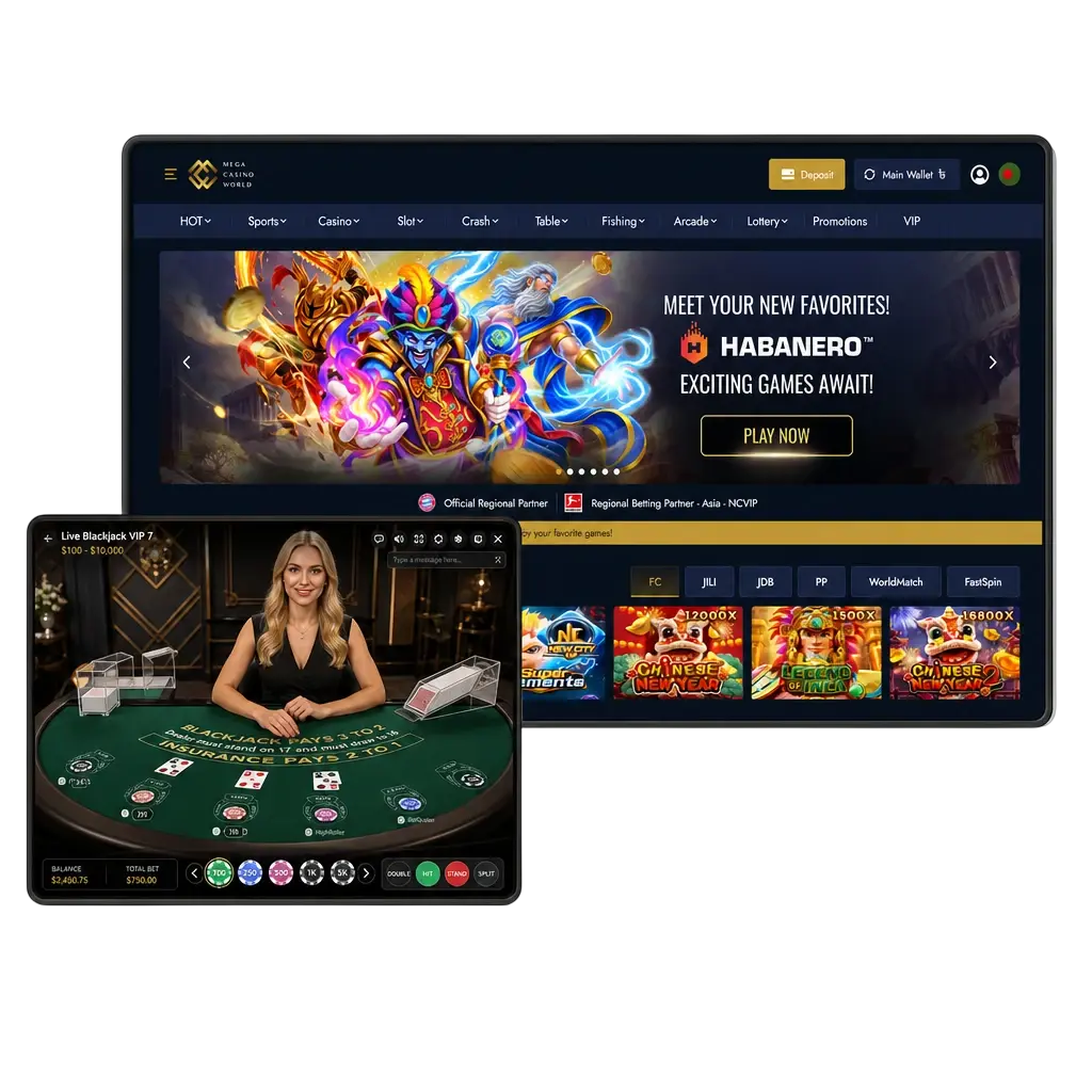 Live dealer at a Mega Casino World roulette table