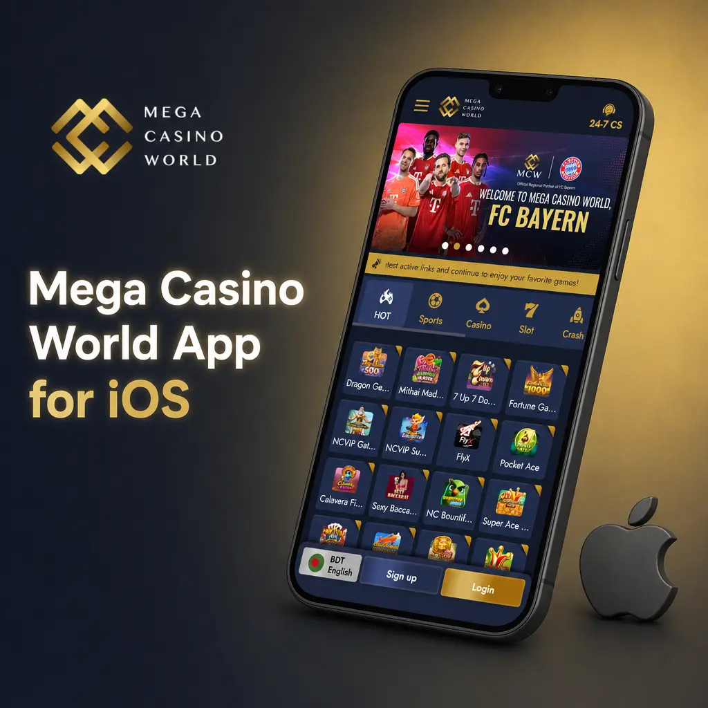 Mega Casino World app icon on an iOS home screen
