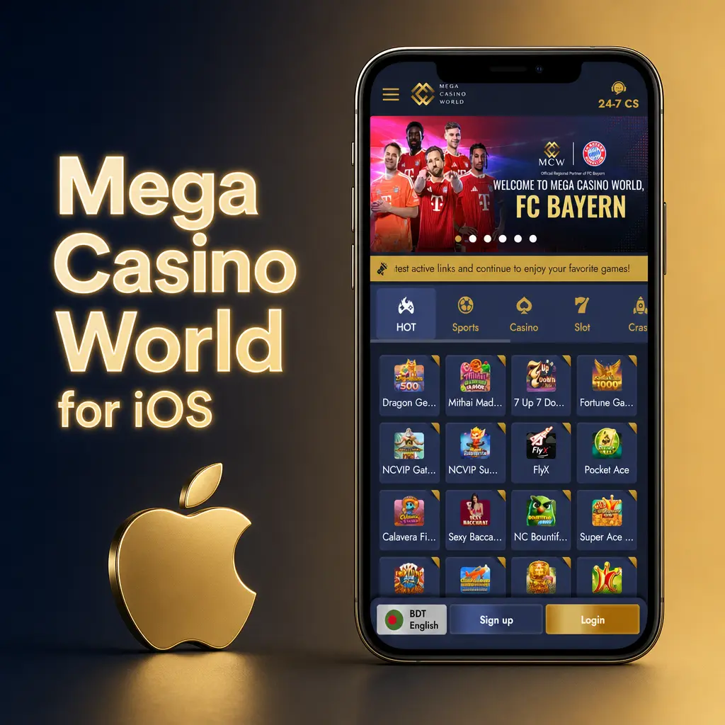 Mega Casino World Progressive Web App icon on an iPhone home screen