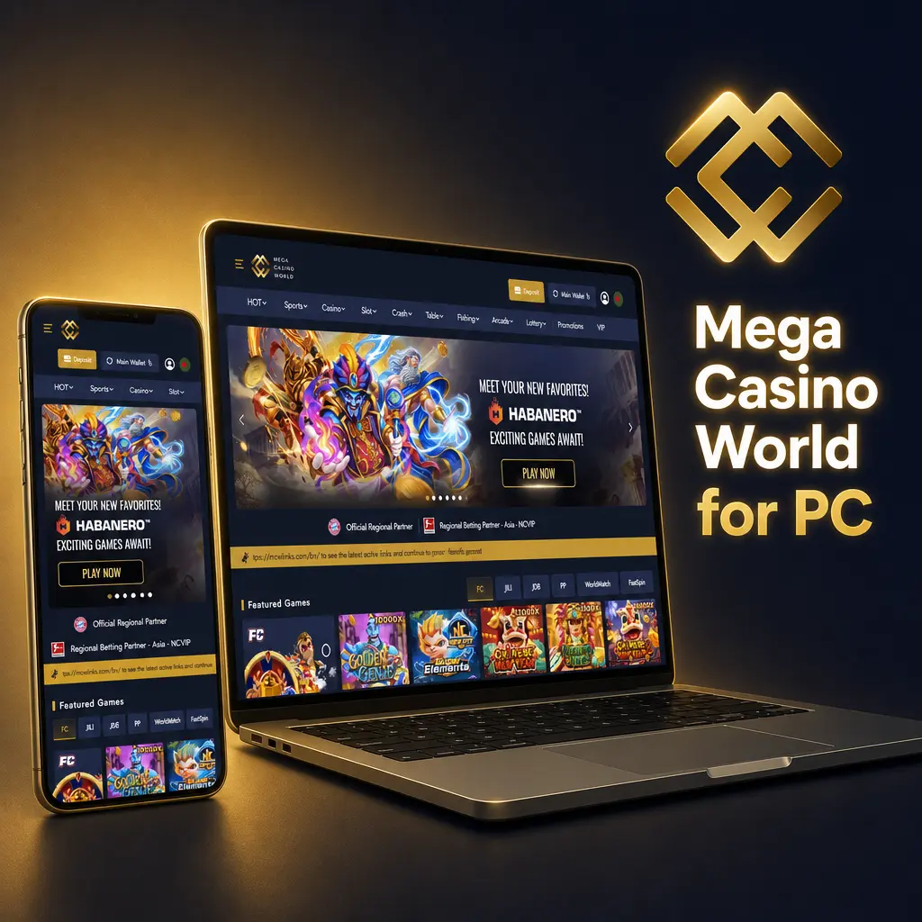 Mega Casino World browser platform on PC