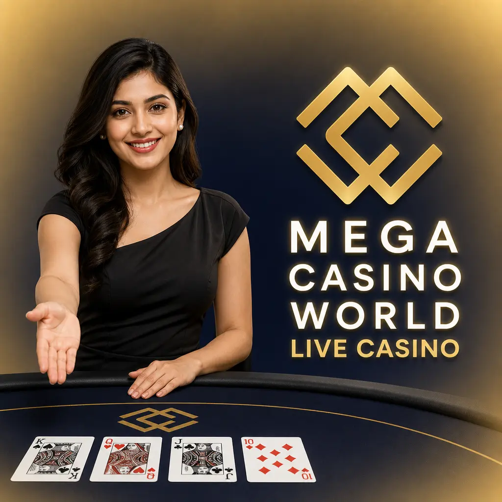 Live dealer streaming a casino table at Mega Casino World