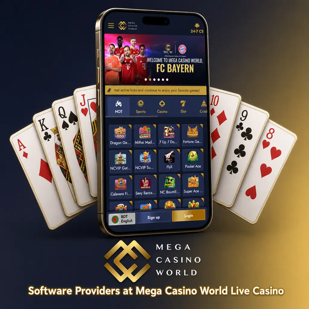 Live casino studio software providers at Mega Casino World