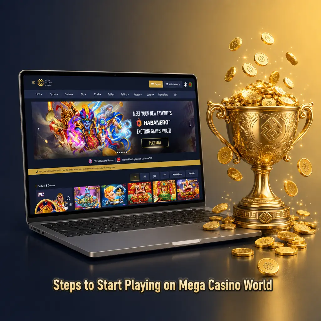 Mega Casino World game lobby on mobile
